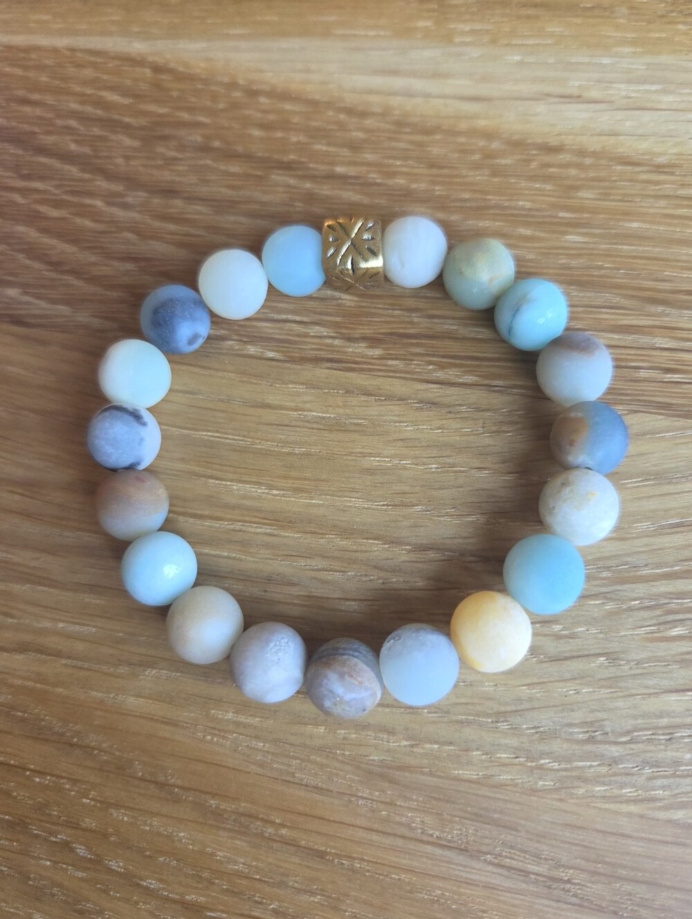 Amazonite Beaded Stretch Bracelet | Handmade - Picture 2 of 12